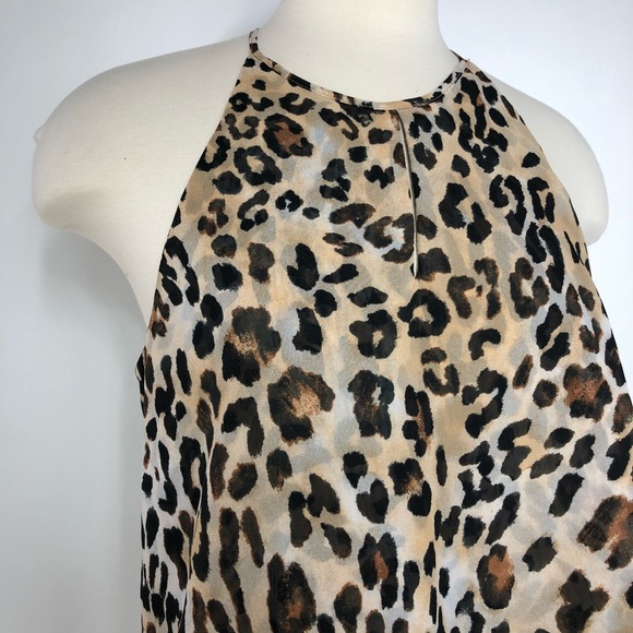PAPER CRANE Layered Chiffon Leopard Print Top - Picture 2 of 7